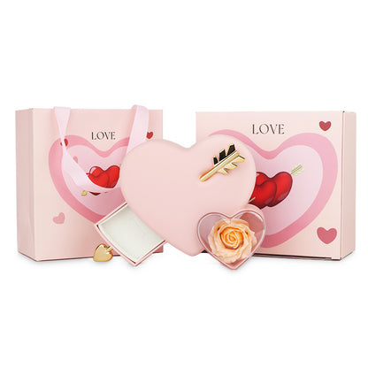 Plastic Double Love Heart-shaped Jewelry Box Holidays DealSniper.net Pink Soap Flower Pink Soap Flower Rose Gift Box Handbag