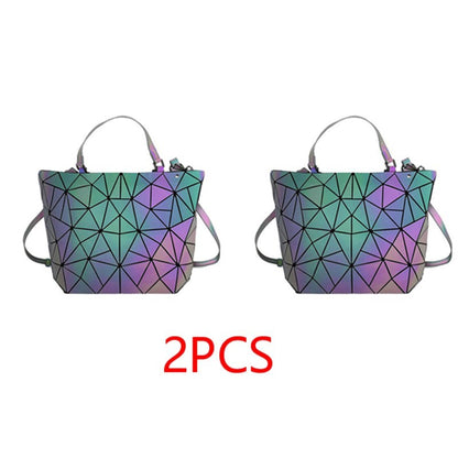 Luminous Makeup Bag Lattice Design Geometric Bag Women dealsniper-net S