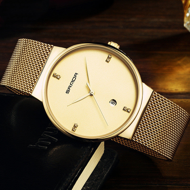 Men's watch mesh belt waterproof quartz watch Men DealSniper.net