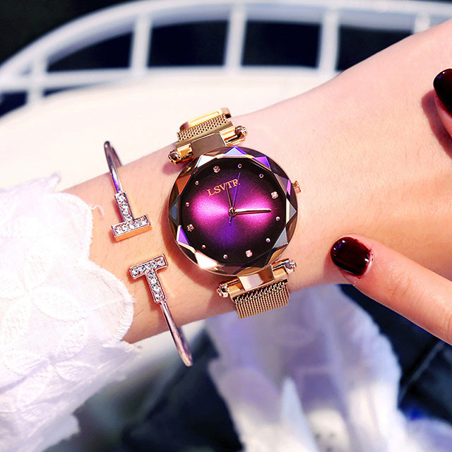 Rose Gold Women Watches Fashion Diamond Ladies Starry Sky Jewelry DealSniper.net