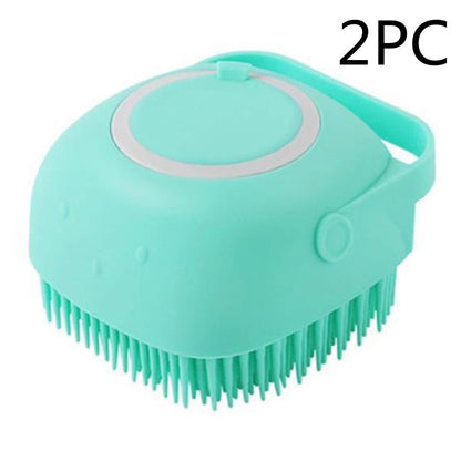 Silicone Dog Bath Massage Gloves Brush Pet Cat Bathroom Cleaning Tool Pets dealsniper-net Green 2PC square