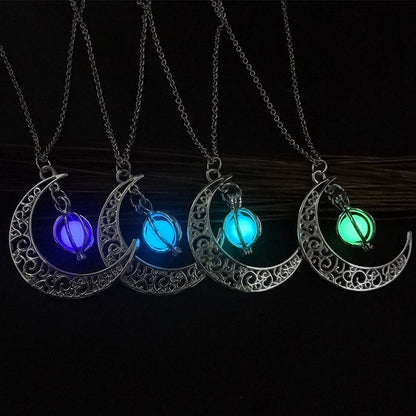 Fashion Moon Natural Glowing Stone Healing Necklace Women Gift Charm Luminous Pendant Necklace Jewelry Jewelry dealsniper-net purple