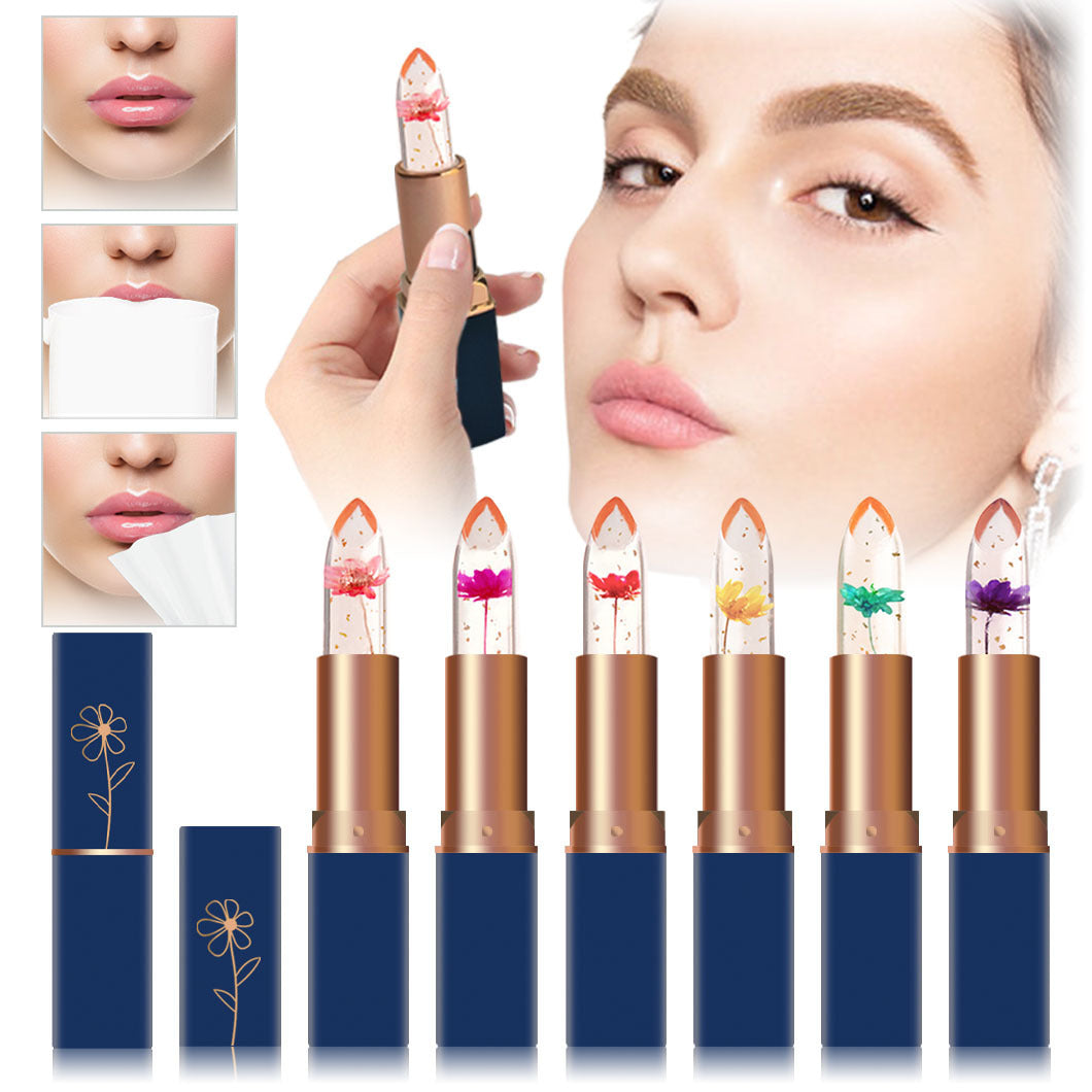 Dark Blue Tube Crystal Transparent Jelly Lipstick Gold Foil Beauty dealsniper-net