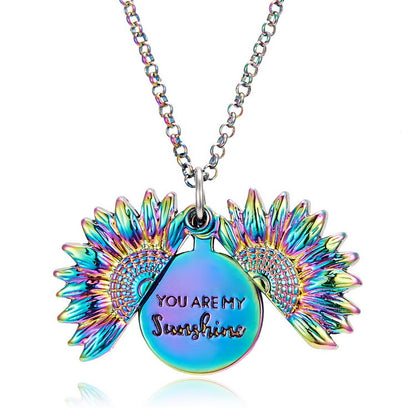 Double-sided Alloy Flower Short Clavicle Jewelry dealsniper-net Colorful sunflower