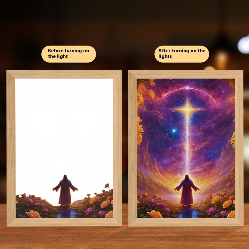 Jesus LED Light Painting Home Decoration Home Decor Gym From House Cross 2 8inch Rechargeable