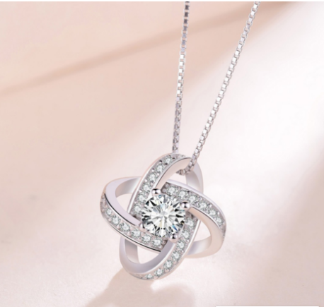 925 Sterling Silver Necklace For Women Forever Heart AAA Zircon Mosaic Necklaces & Pendants Gift Kitchen DealSniper.net 45cmLarge