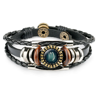 Multilayer Leather Bracelet 12 Constellation Zodiac Sign Jewelry Gym From House Virgo