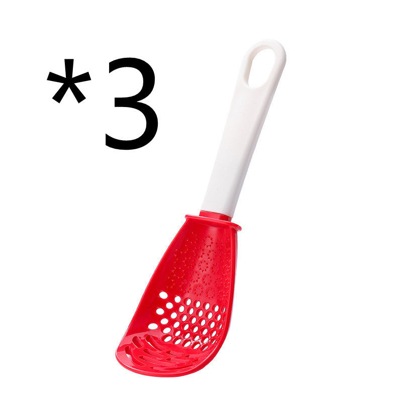 Multifunctional grinding and crushing colander and draining spoon House dealsniper-net Red 3pcs