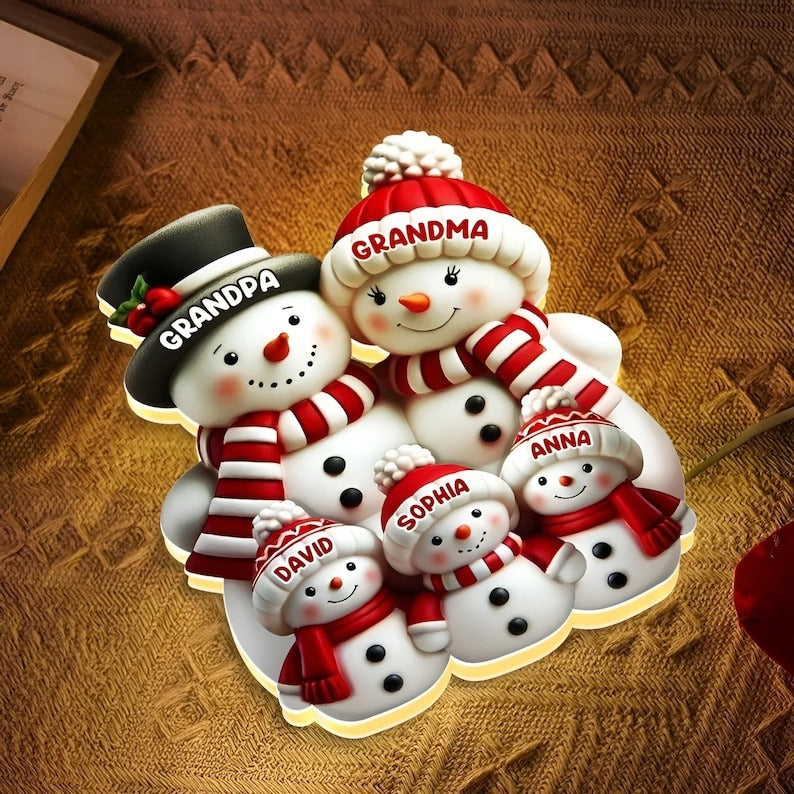 Cute Snowman Family Acrylic Night Light Ai Recorder Gym From House