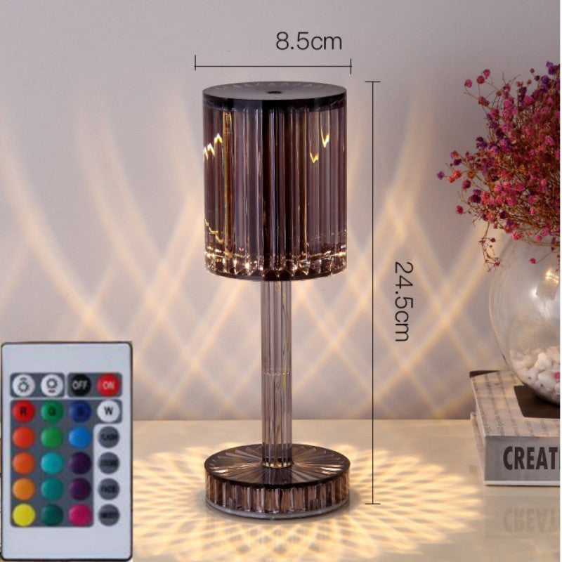 Crystal Table Lamp Hotel Decoration Diamond Warm Led Home dealsniper-net Smoke grey Charging remote control16Color USB