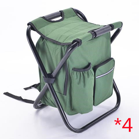 Multifunction Outdoor Folding Chair Ice Cooler Picnic Bags Camping Outdoor dealsniper-net Green 4PC