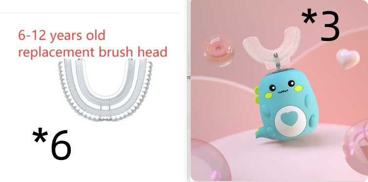 Children'S Electric Toothbrush Food Grade Silicone Oral Kids null Little Dinosaur Green set1 6to12 Years Old