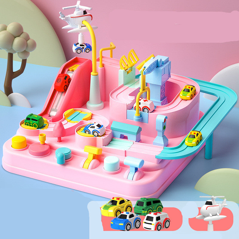 Cars Pass Through Big Adventure Parking Lot Rail Car Toy Car Track Kids Toy Kids DealSniper.net Pink4trolley