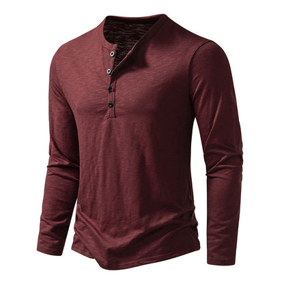 Men's Long-sleeved T-shirt Fashion Casual Solid Color Men Gym From House