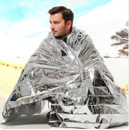 Human Body Hypothermia Lifesaving Emergency Blanket In Outdoor Field Outdoor dealsniper-net Silver 130x210cm