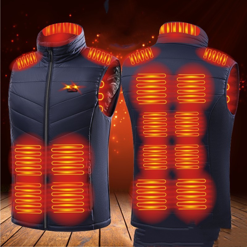 Can Wear USB Heating Clothes Standing Collar Heated Horse Jacket Men DealSniper.net Blue 2XL