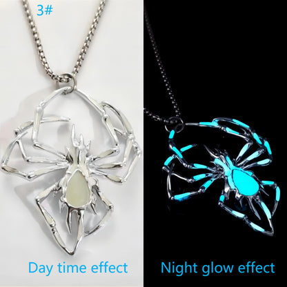 Halloween Creative Stereo Luminous Spider Necklace Jewerly Jewelry dealsniper-net Blue green light