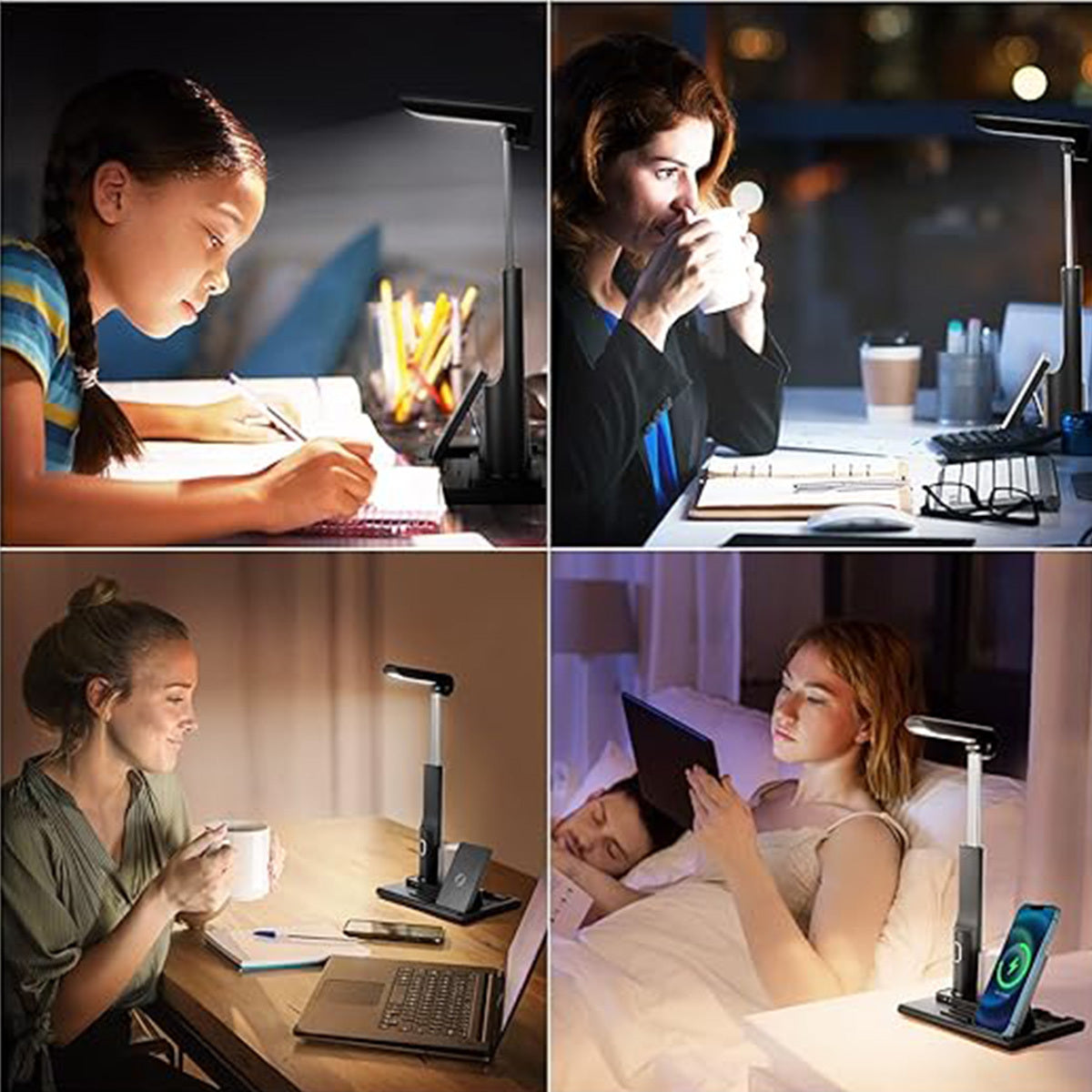 3 In 1 Multifunctional Led Desk Light  With 15W Fast Wireless Charger