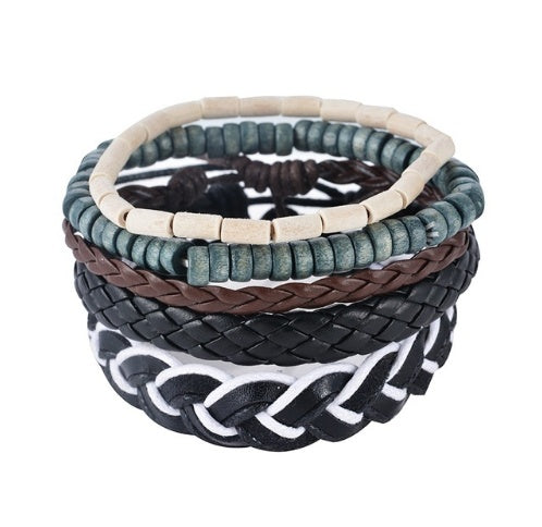 Leather Bracelet Men Multilayer Bead Bracelet Punk Wrap Jewelry dealsniper-net 13