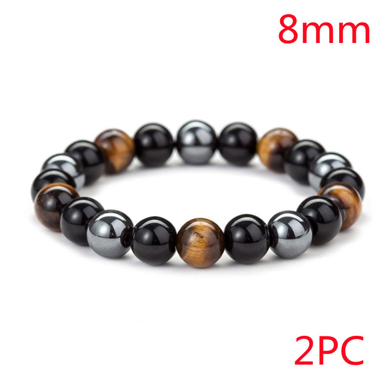 Tiger Eye Stone Bracelet Natural Stone Bracelet Jewelry dealsniper-net Black 2pcs 8mm