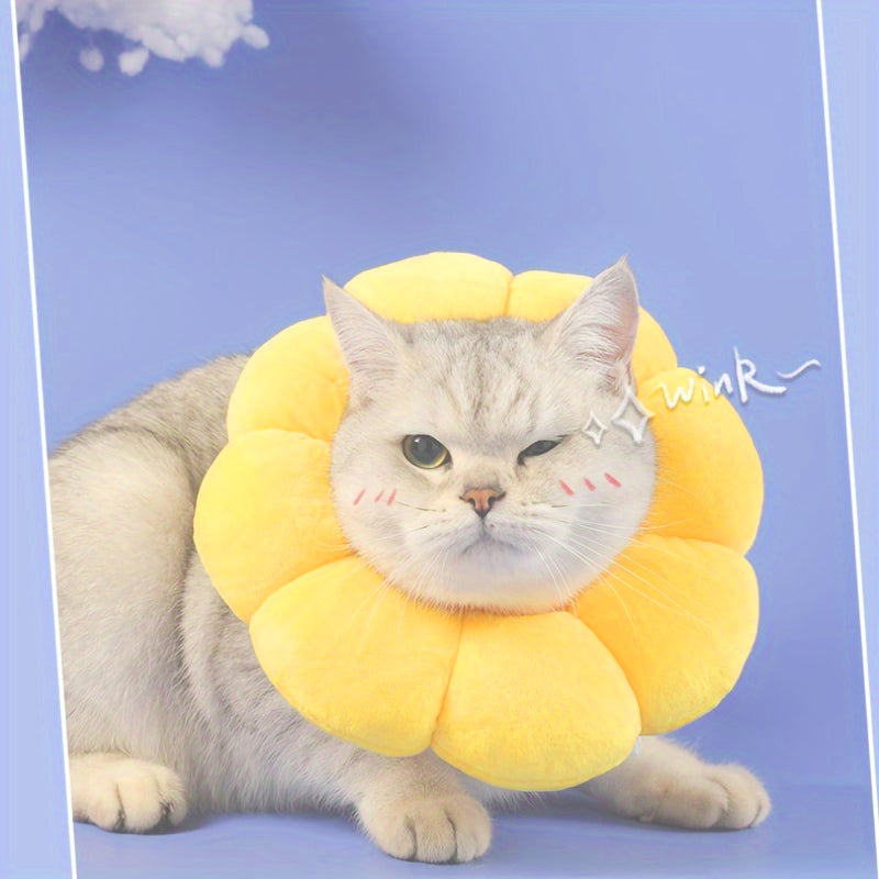 Cat Small Dog Recovery Collar, Cute Sunflower Neck Cone Pets Gym From House