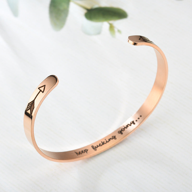 Gold Color Charms Bracelet Femme Stainless Steel Jewelry Gifts Holidays dealsniper-net Rose Gold arrow