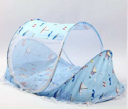 Foldable Baby Bed Net With Pillow Net 2pieces Set Kids DealSniper.net Blue Boat