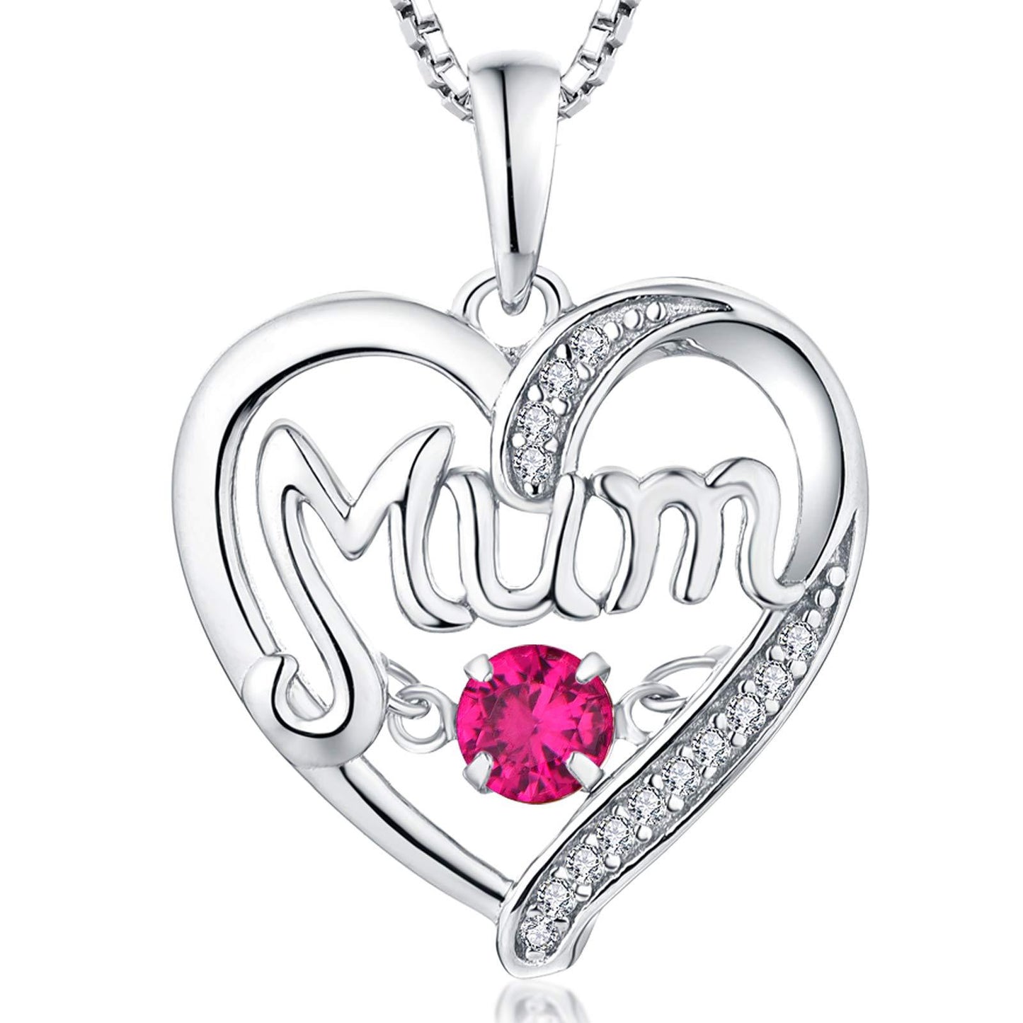 Pulsatile Heart MoM Necklace Mother's Day Gift Birthstones Smart Pendant Jewelry dealsniper-net July 925 Silver