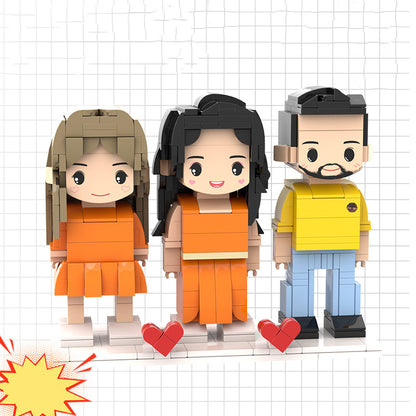 Portrait Building Blocks Puzzle Character Photo Kids DealSniper.net Three person standing posture No gift box