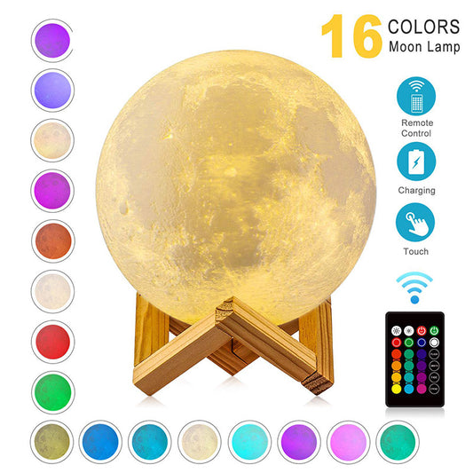 LED Night Lights Moon Lamp 3D Print Moonlight Timeable Dimmable Light