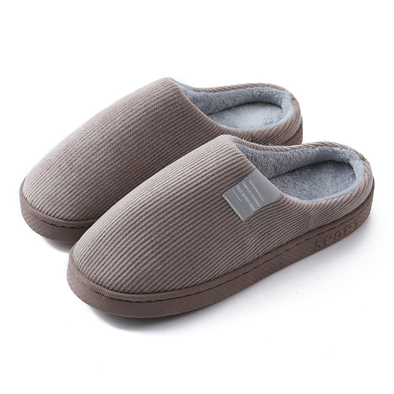 Indoor Corduroy Shoes Warm Plush Home Slipper Anti Slip Floor Women Gym From House Brown 42to43