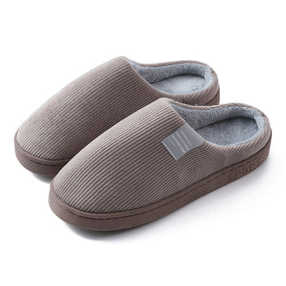 Indoor Corduroy Shoes Warm Plush Home Slipper Anti Slip Floor Women Gym From House Brown 42to43