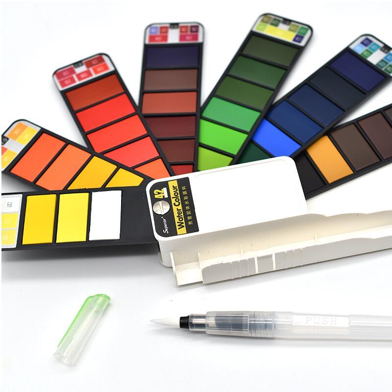 Solid Watercolor Paint Set With Water Brush Pen Hobby dealsniper-net