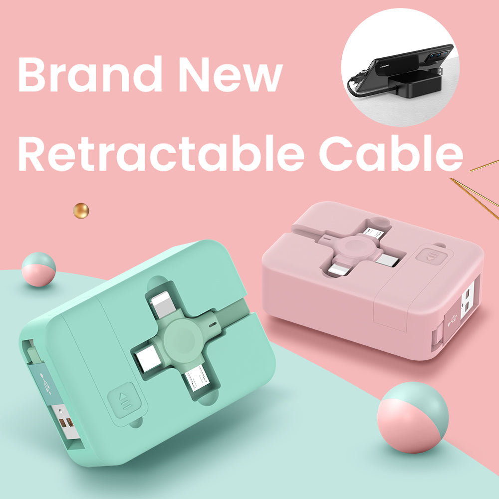 4 In 1 Retractable USB Cable Creative Macaron Type C Micro Cable Gadgets Gym From House