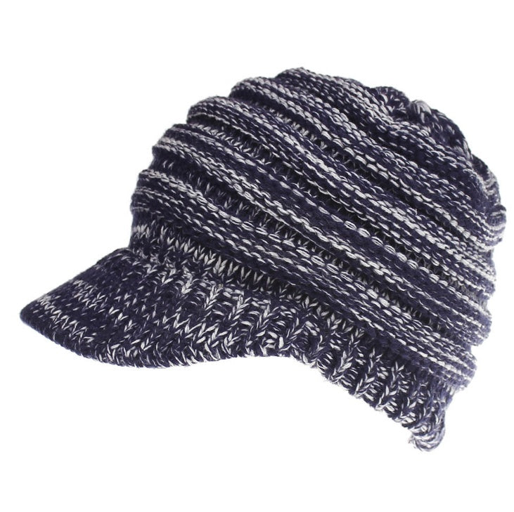 Women Ponytail Beanies Autumn Winter Hats Female Women dealsniper-net Navy white 56x58cm