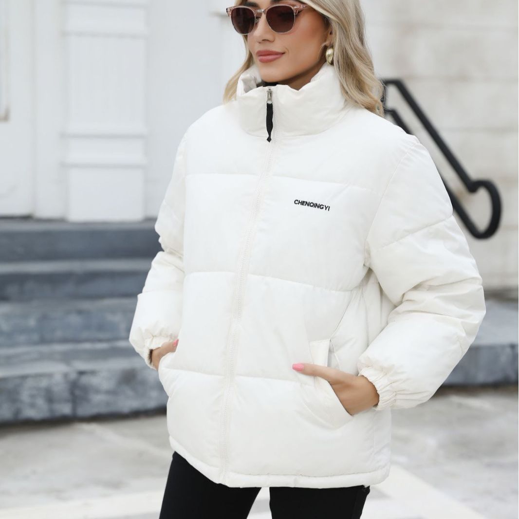 Winter Coat Women Casual Windproof Down Cotton Coat Women dealsniper-net White L