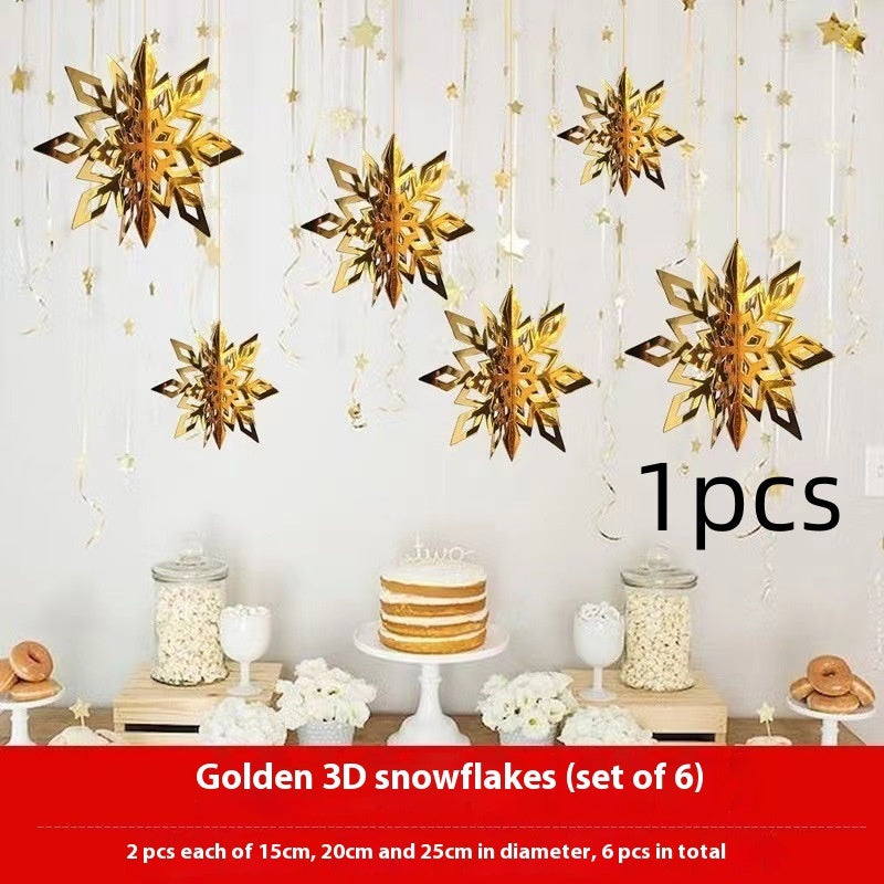 Christmas Decorations 3D Mini Flag Scene Show Window Pendant Holidays DealSniper.net Golden 1PCs