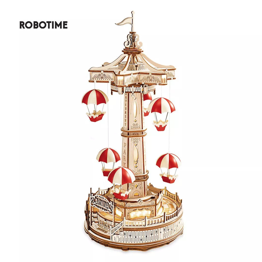 Robotime ROKR Parachute Tower DIY Music Box Park  Xmas Gifts