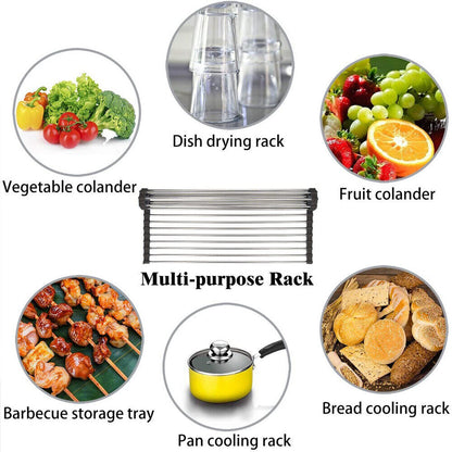 Kitchen Stainless Steel Sink Drain Rack Roll Up Dish Drying Drainer Mat Kitchen DealSniper.net