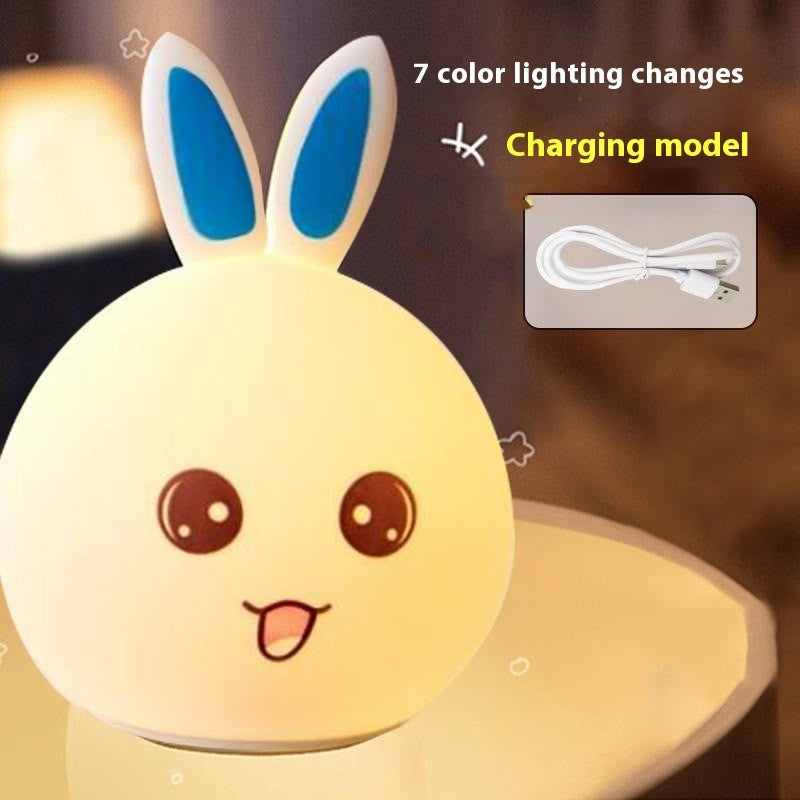 Bedside With Sleeping Eye Protection Silicone Night Lamp Home Decor dealsniper-net 1W Blue Ear Rabbit