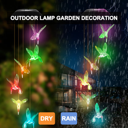 Outdoor Solar Wind Chime Lamp Hummingbird Butterfly Ball Wind