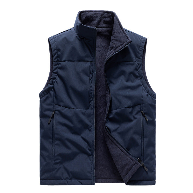 Men's Double-sided Fleece Vest Winter Warm Loose Sleeveless Men DealSniper.net Tibetan Blue 2XL