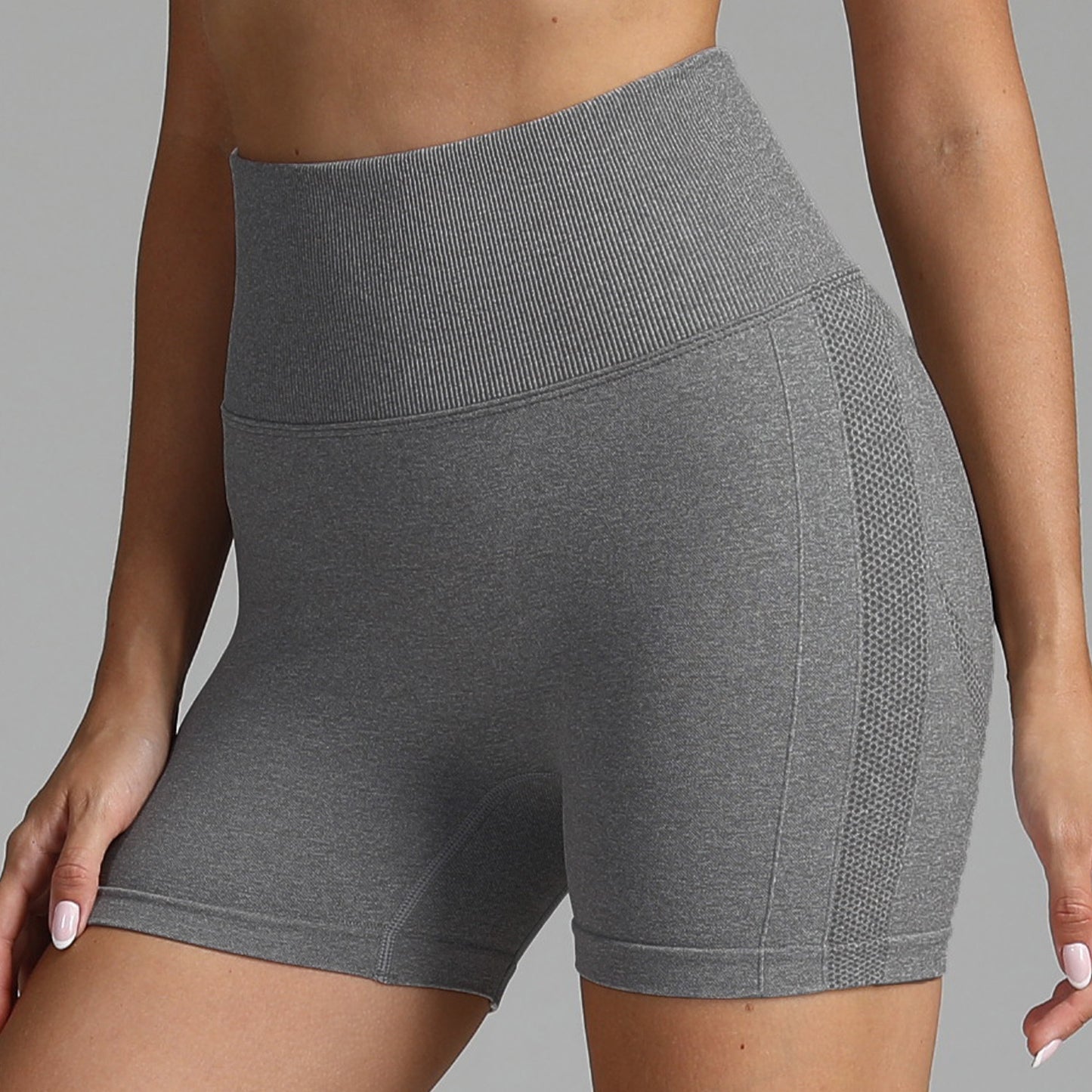 Seamless Yoga Shorts Women Solid Color High Waist Hip-lifting Women dealsniper-net Grey L