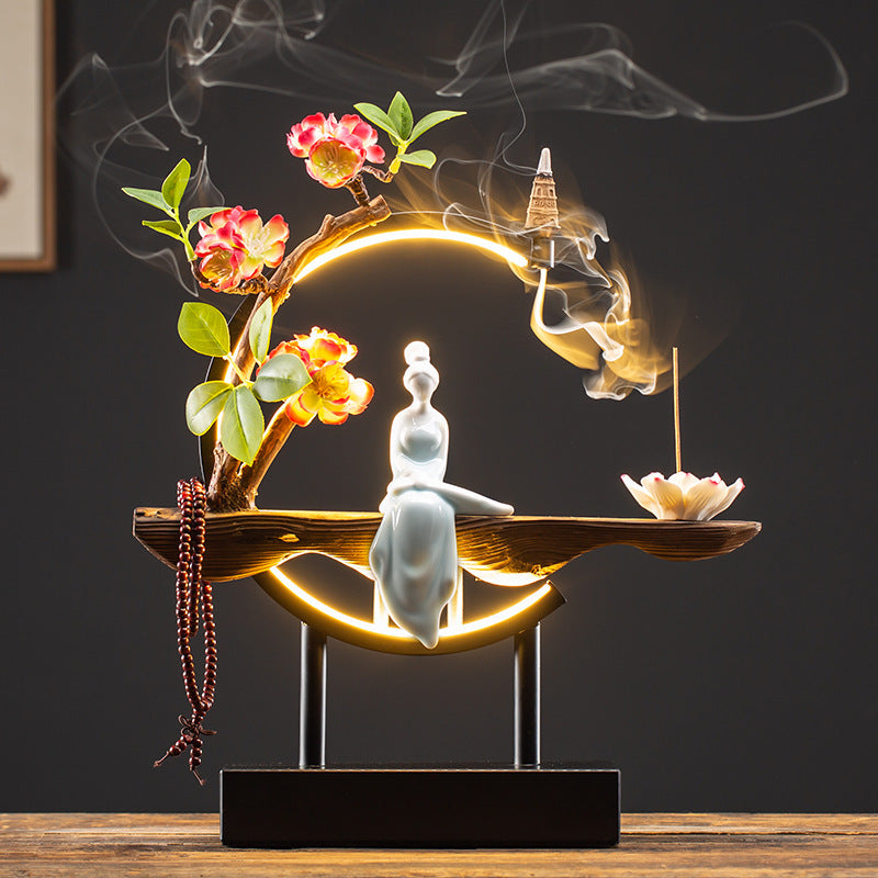 Waterfall Backflow Incense Burner Ladies Incense Stick Holder Home Decor dealsniper-net 2style USB