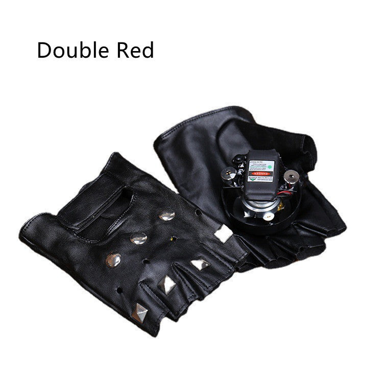 Rotating Laser LED Light-emitting Gloves Holidays BlenderJuice.com CJ Double Red Left Hand 220V US