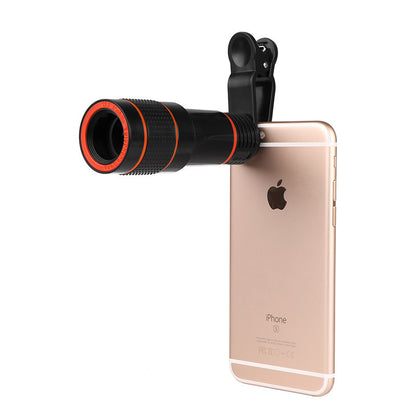 Zoom Mobile Phone Clip-On Retractable Telescope Camera Lens Outdoor dealsniper-net 12X