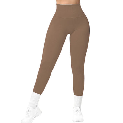 High Waist Seamless Leggings Threaded Knitted Fitness Pants Women dealsniper-net Khaki L