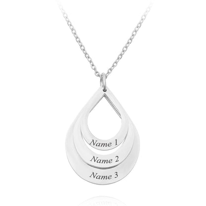 Customized 3 Water Droplet Engraving Name Stainless Steel Jewelry Pendant Necklaces Jewelry DealSniper.net Silver