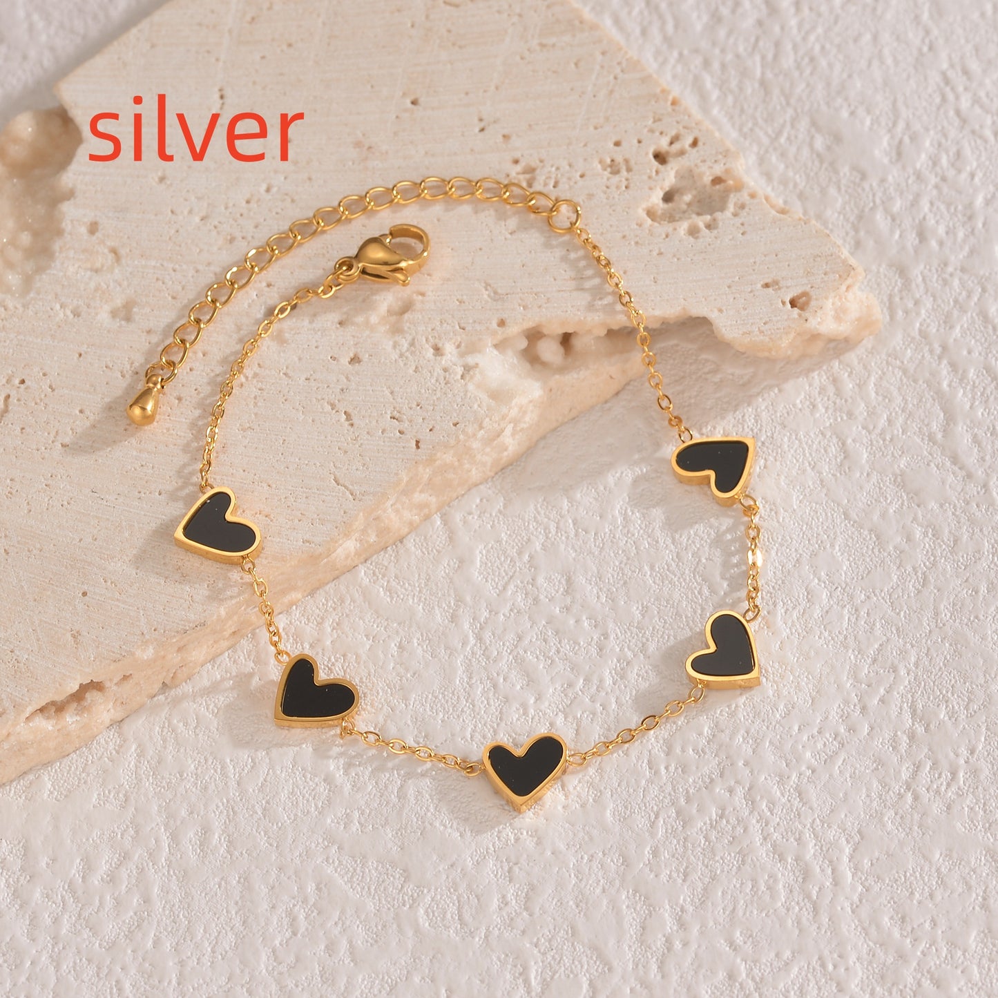 Ins Love Bracelet Stainless Steel Dripping Heart Bracelet Jewelry Gym From House Silver BLACK