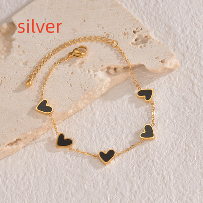 Ins Love Bracelet Stainless Steel Dripping Heart Bracelet Jewelry Gym From House Silver BLACK
